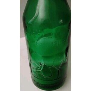 Vintage Thatcher Absolutely Pure Milk Bottle Green Glass Milk Protector Spout